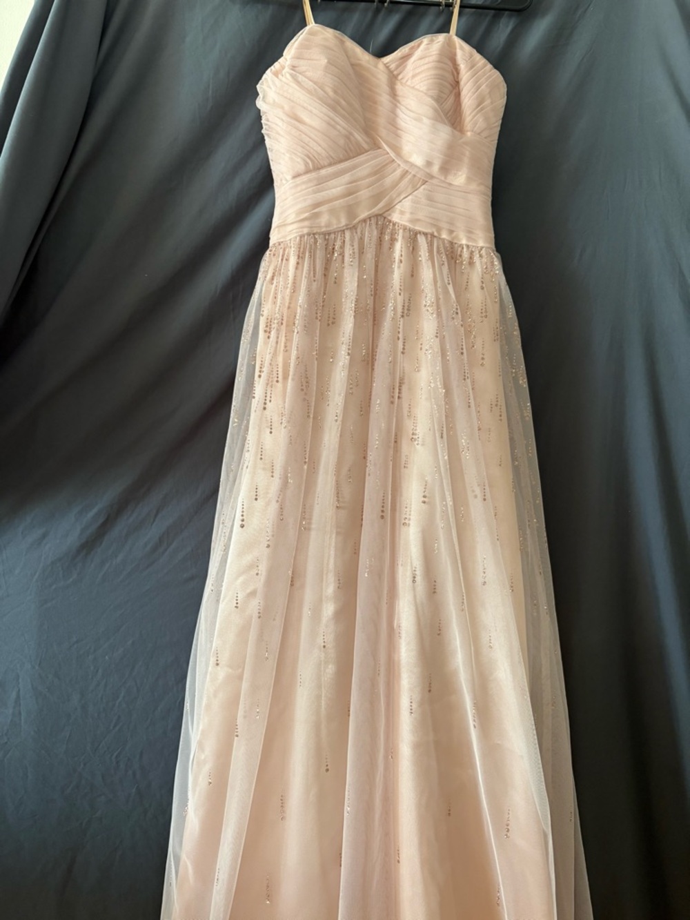 Adrianna Papell Blush Pink Strapless Beaded Prom Gown